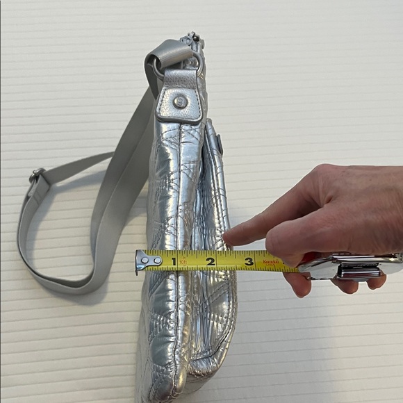 Baggallini Shimmering Silver Quilted Crossbody Bag - Picture 10 of 12